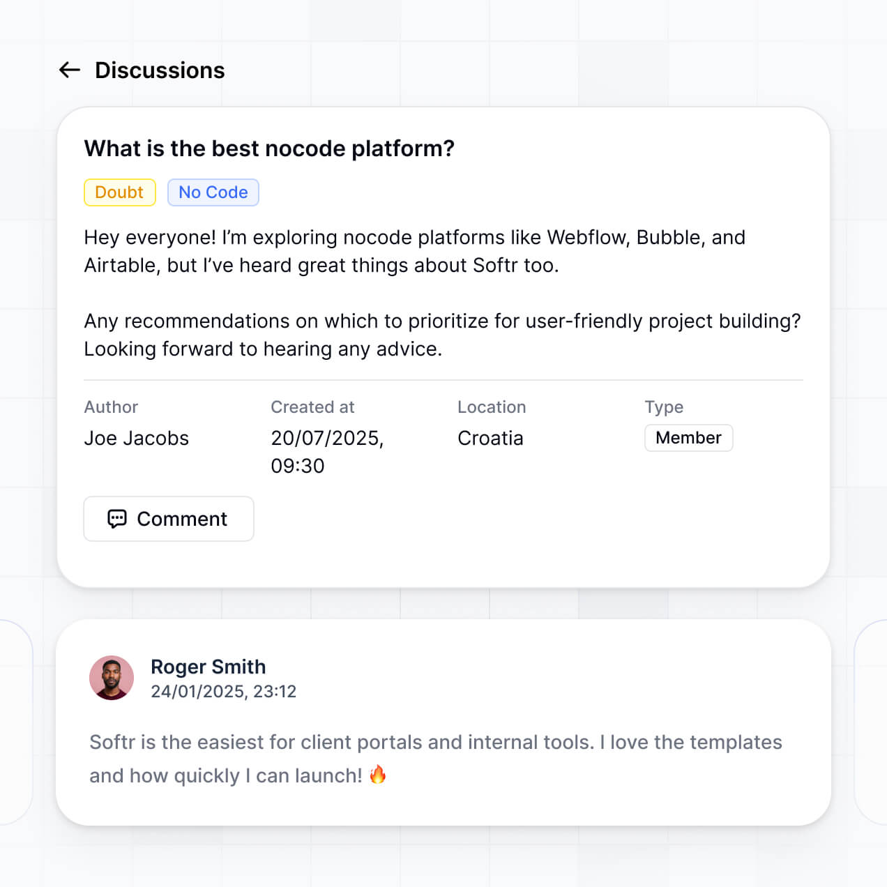 UI screenshot of team knowledge sharing
