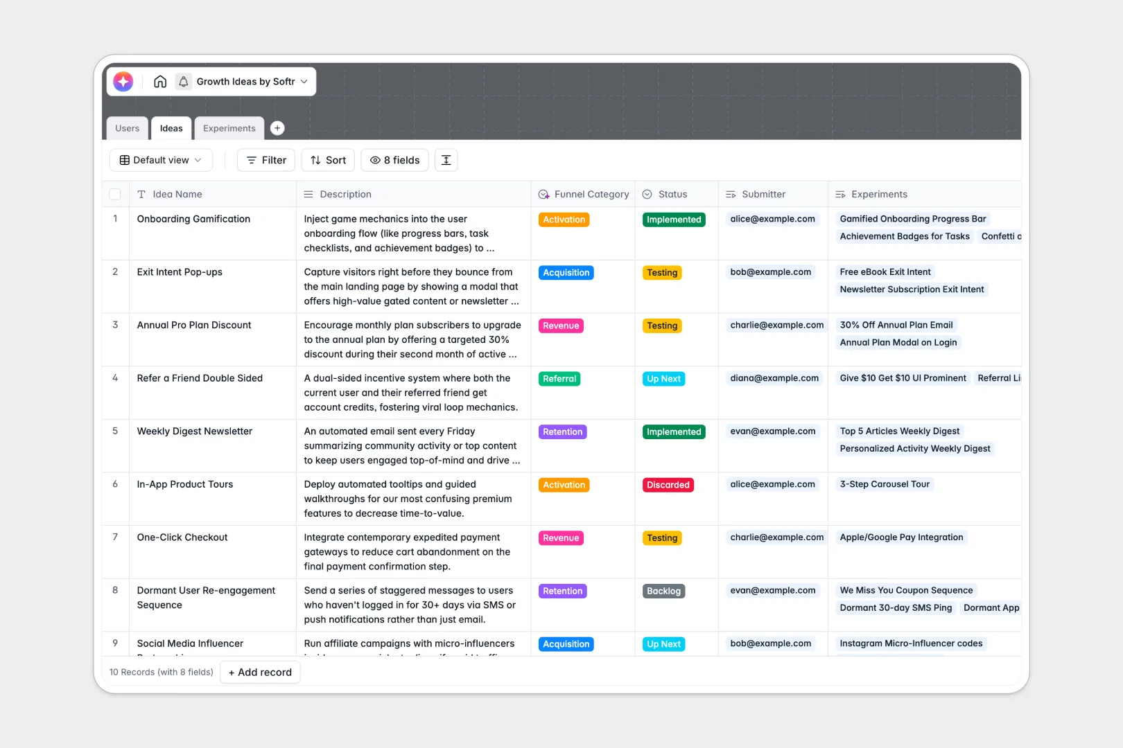 Growth Ideas Database Template Thumbnail