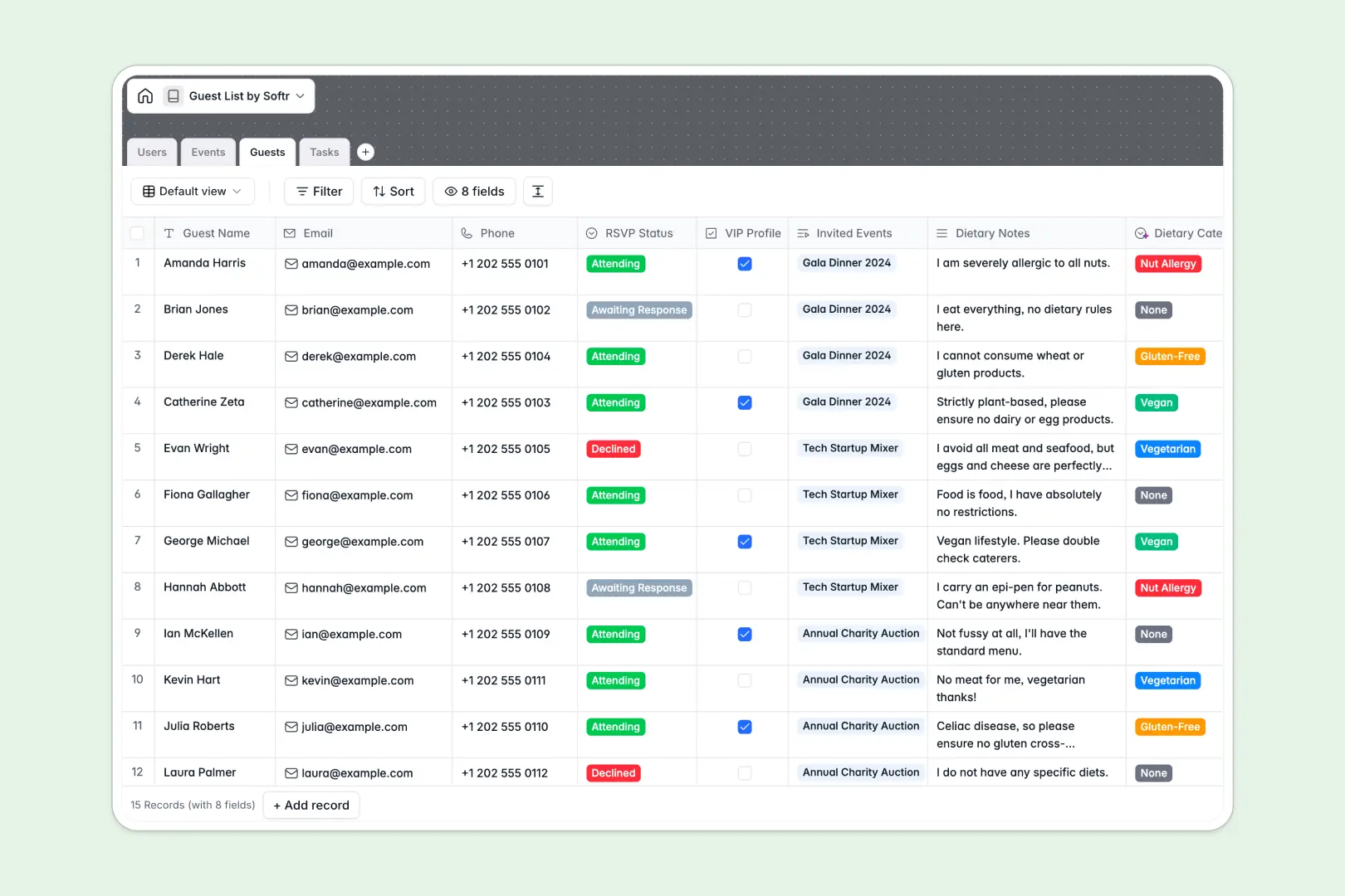 Guest List Database Template Thumbnail