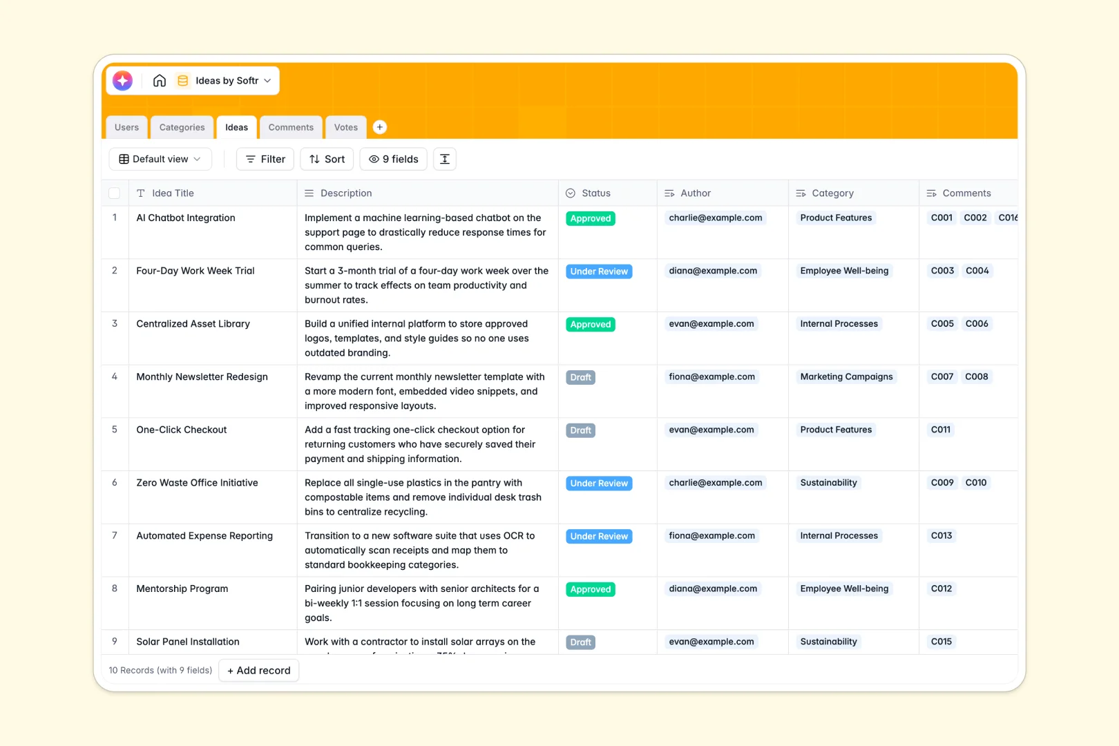 Ideas Database Template Thumbnail