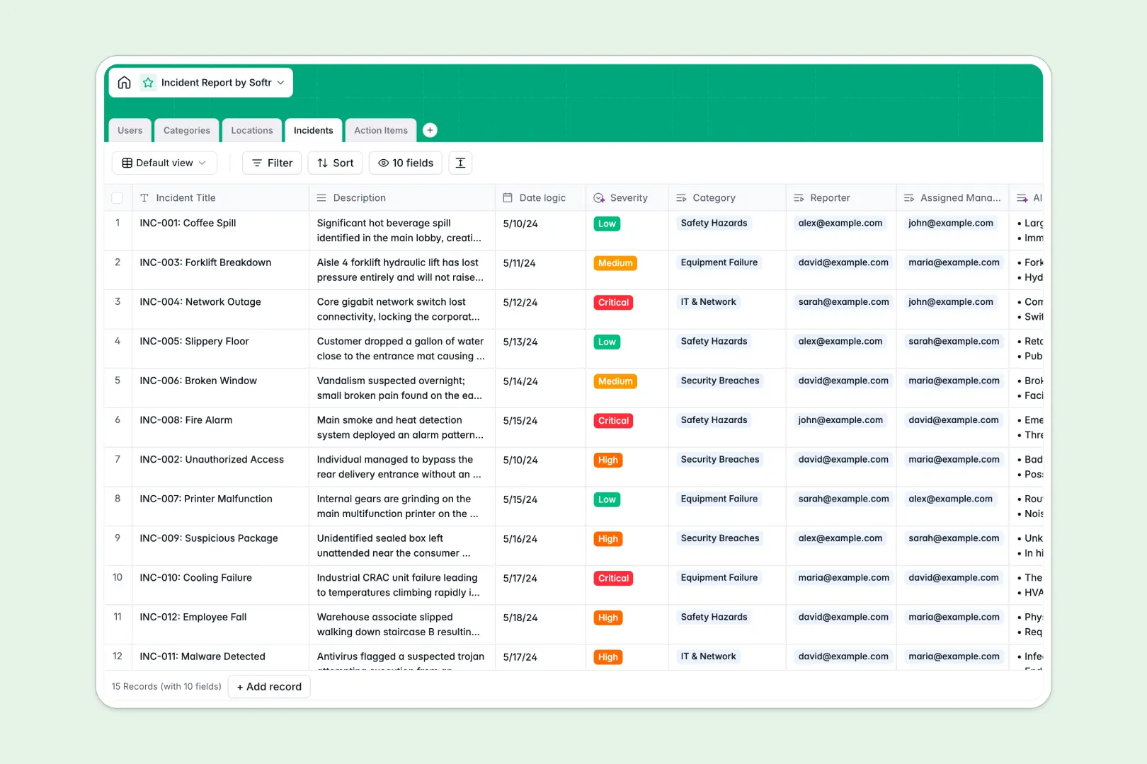 Incident Report Database Template Thumbnail