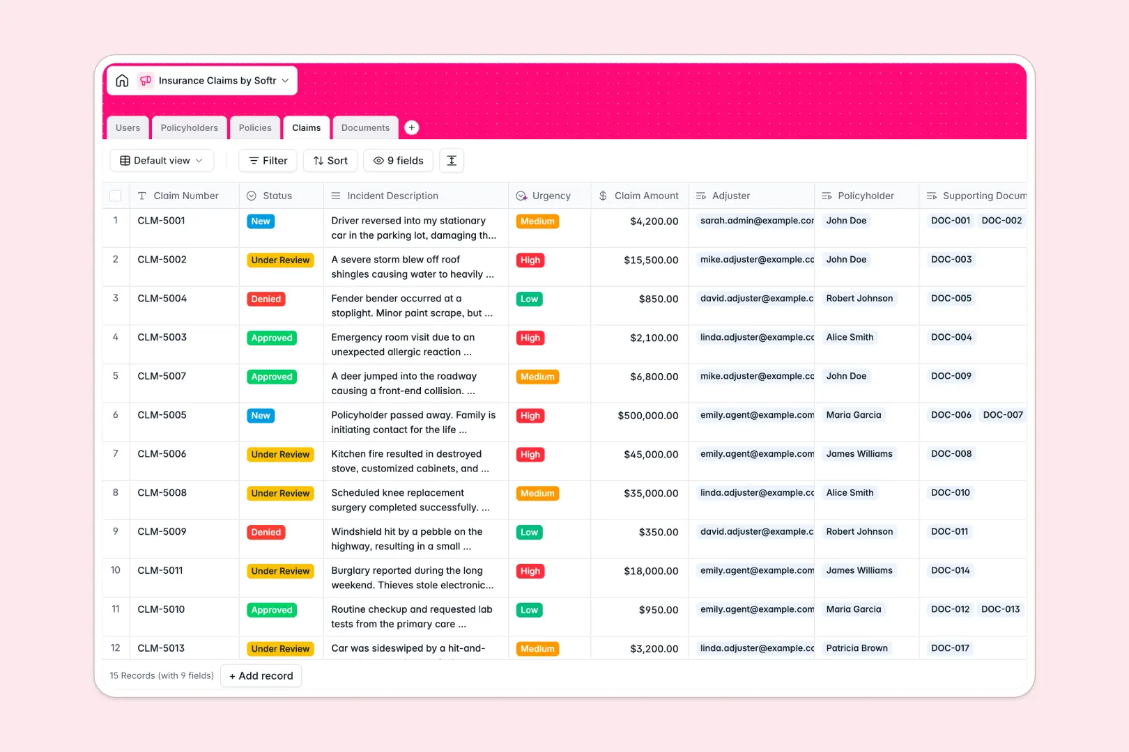 Insurance Claims Database Template Thumbnail