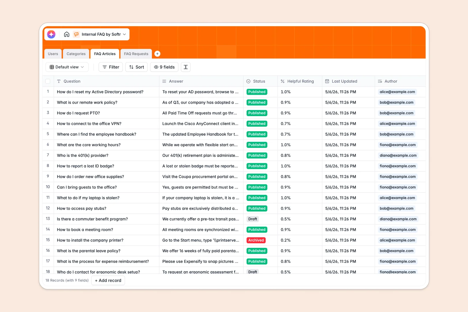 Internal Faq Database Template Thumbnail