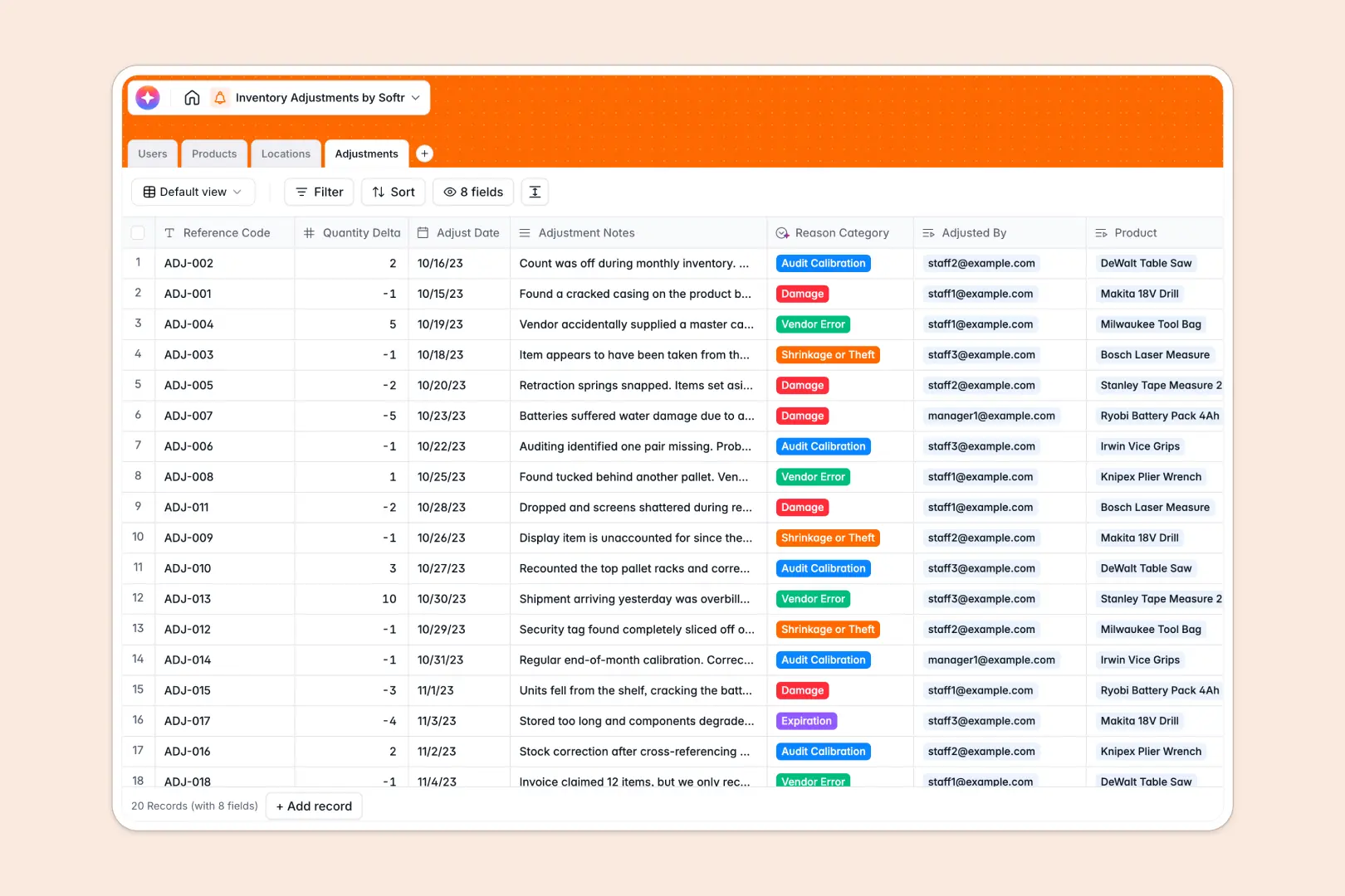 Inventory Adjustments Database Template Thumbnail
