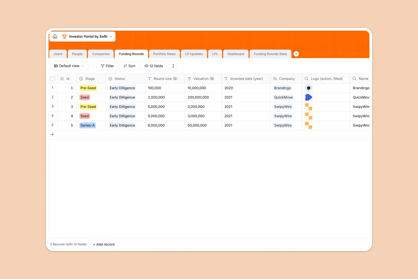 Investor Portal Database Template Thumbnail