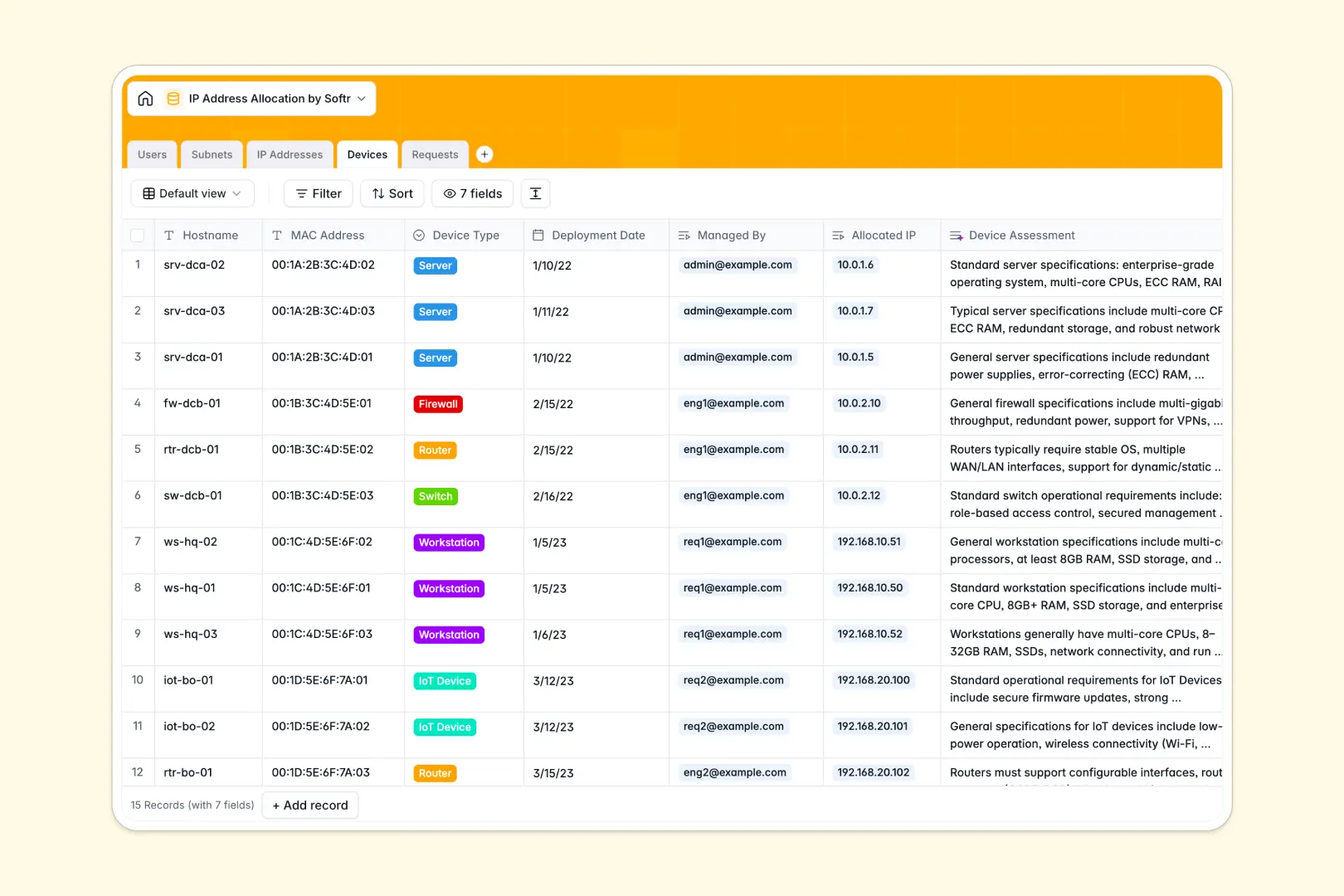 Ip Address Allocation Database Template Thumbnail