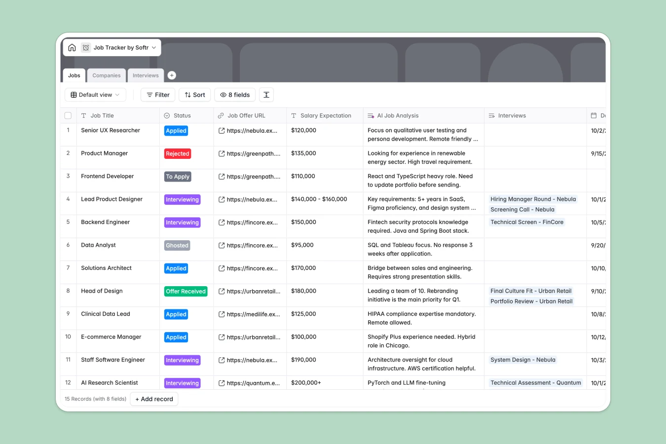 Job Tracker Database Template Thumbnail