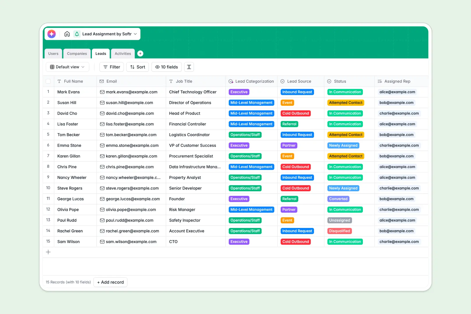 Lead Assignment Database Template Thumbnail