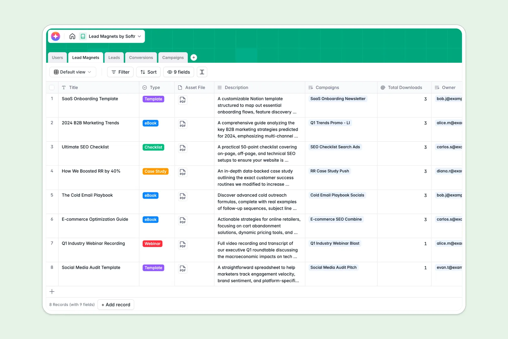 Lead Magnets Database Template Thumbnail