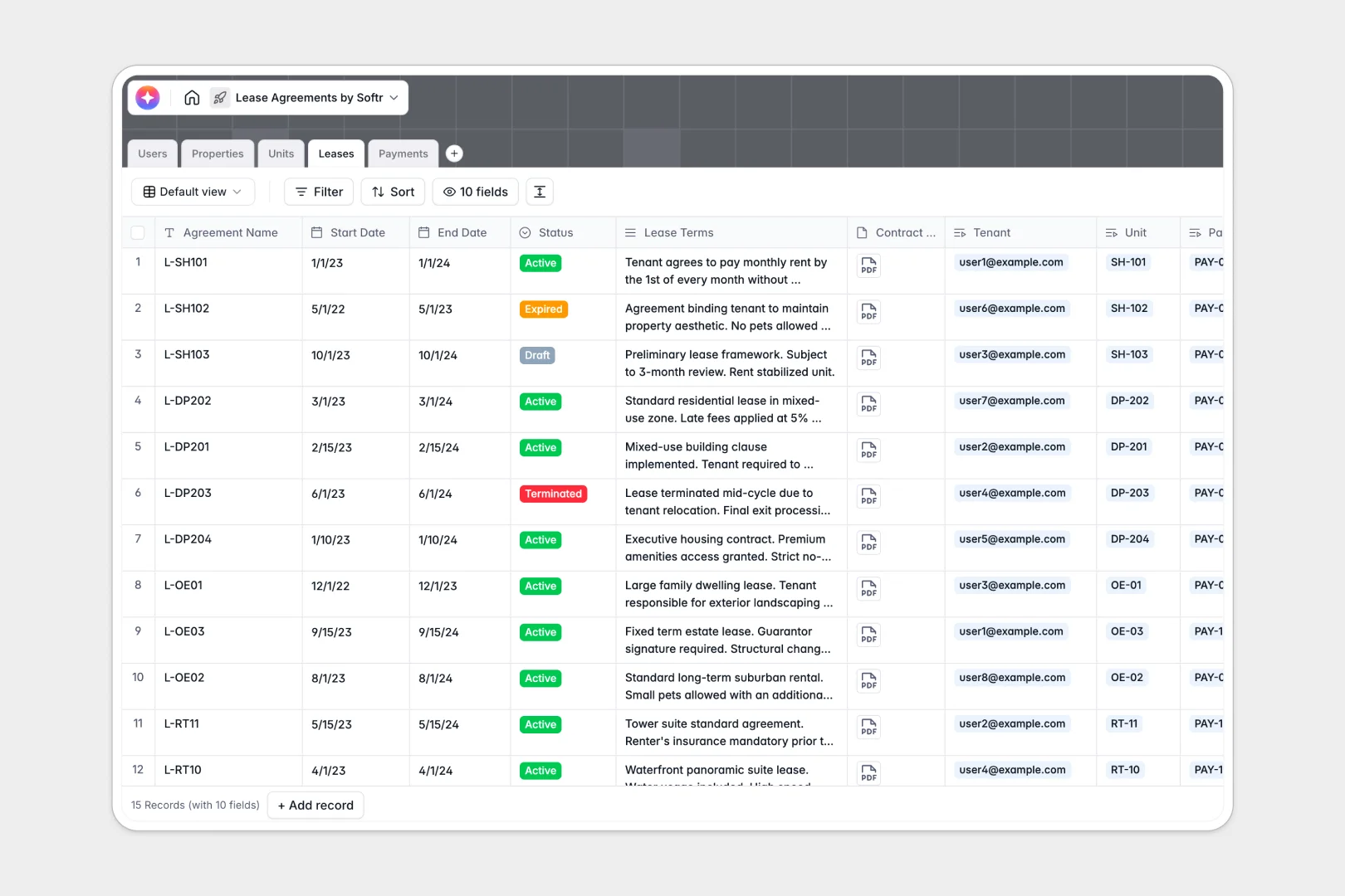 Lease Agreements Database Template Thumbnail