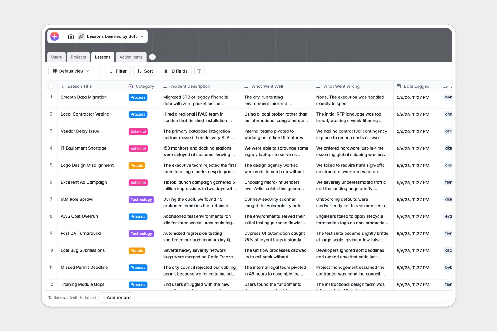 Lessons Learned Database Template Thumbnail