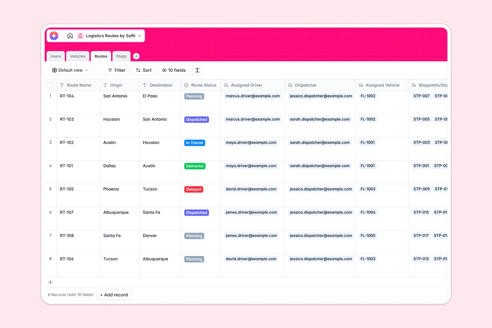 Logistics Routes Database Template Thumbnail