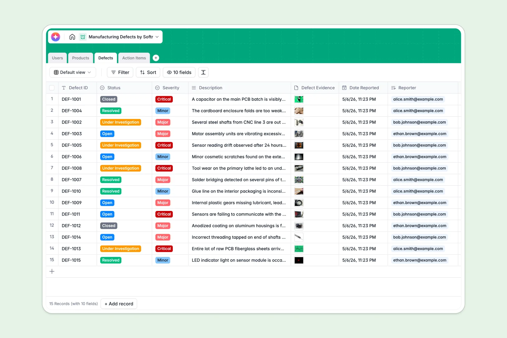 Manufacturing Defects Database Template Thumbnail