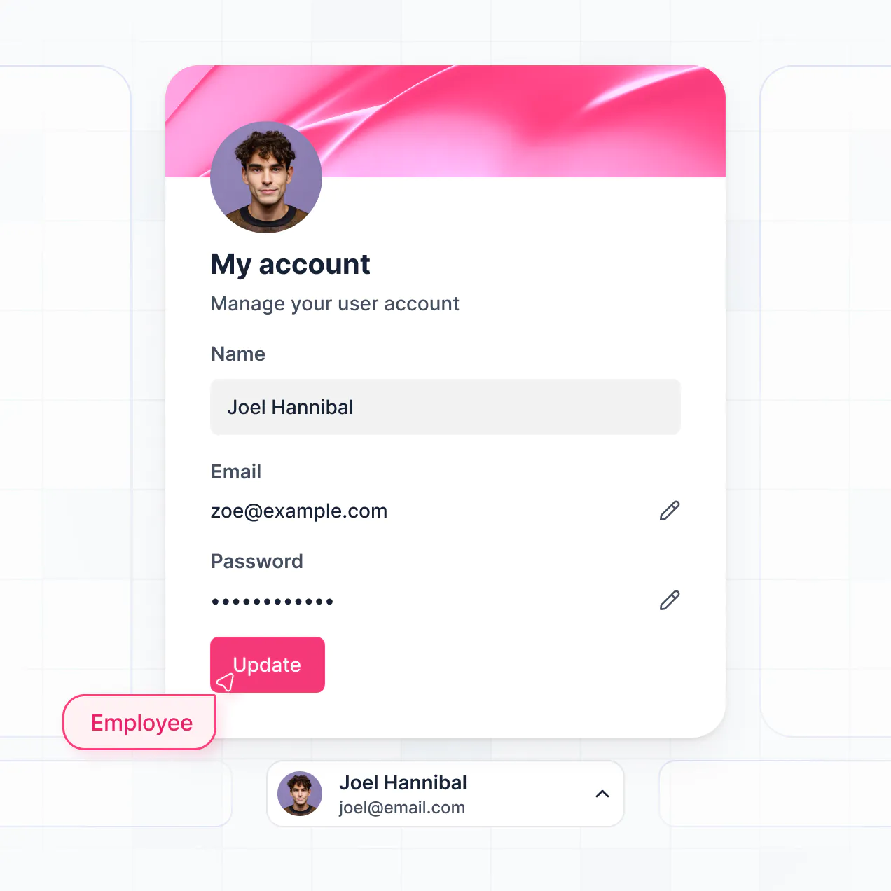 UI screenshot of employee onboarding management