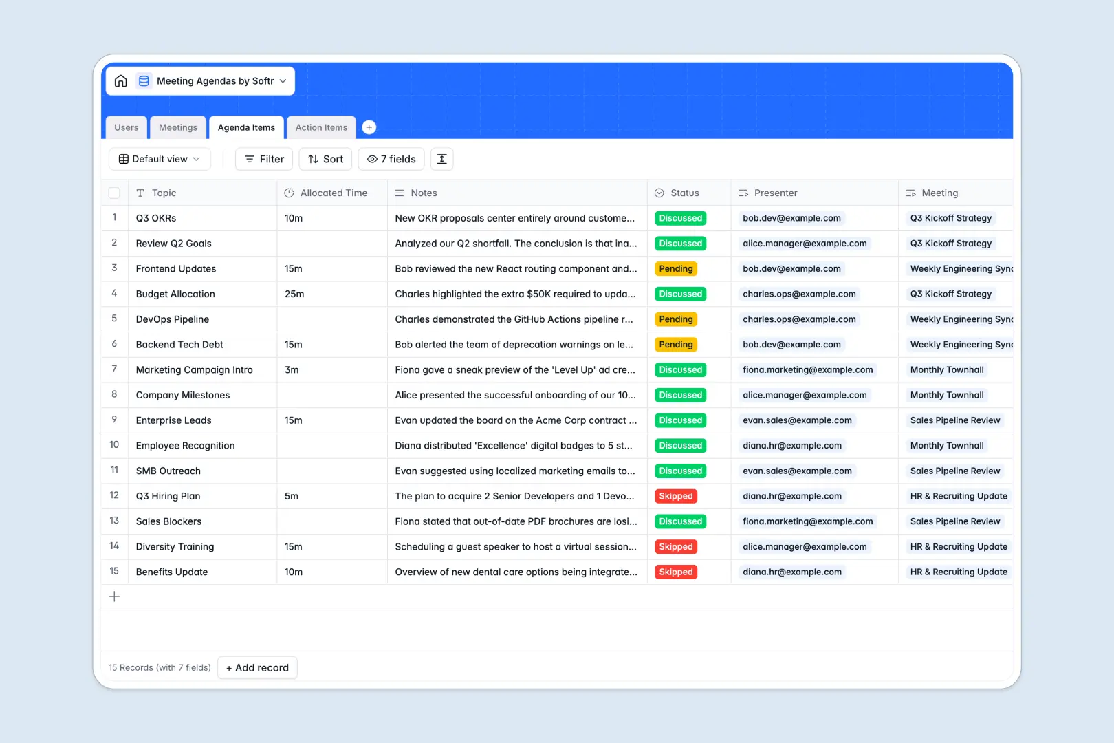 Meeting Agendas Database Template Thumbnail