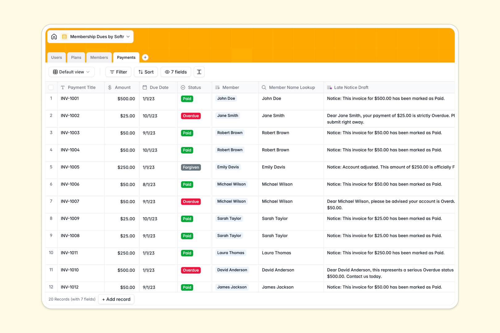 Membership Dues Database Template Thumbnail