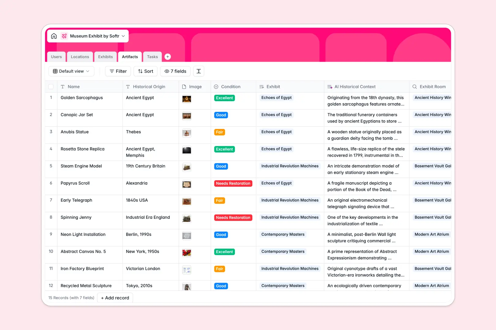 Museum Exhibit Database Template Thumbnail