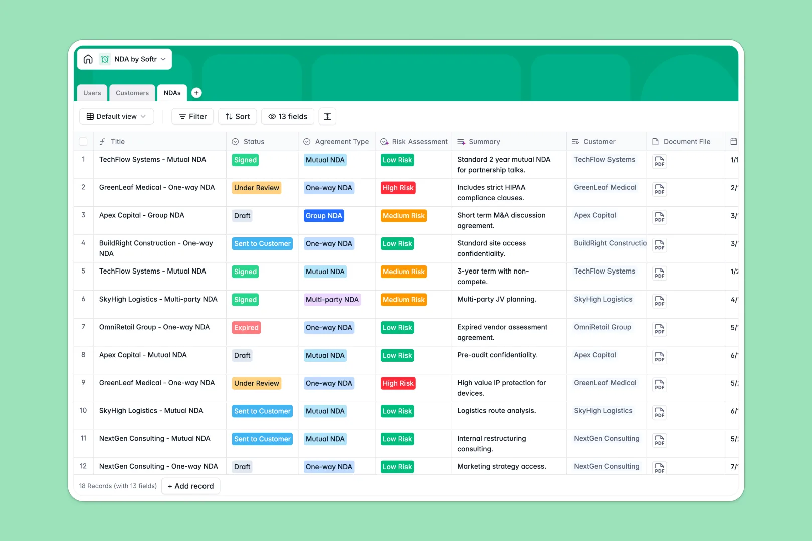 Nda Database Template Thumbnail