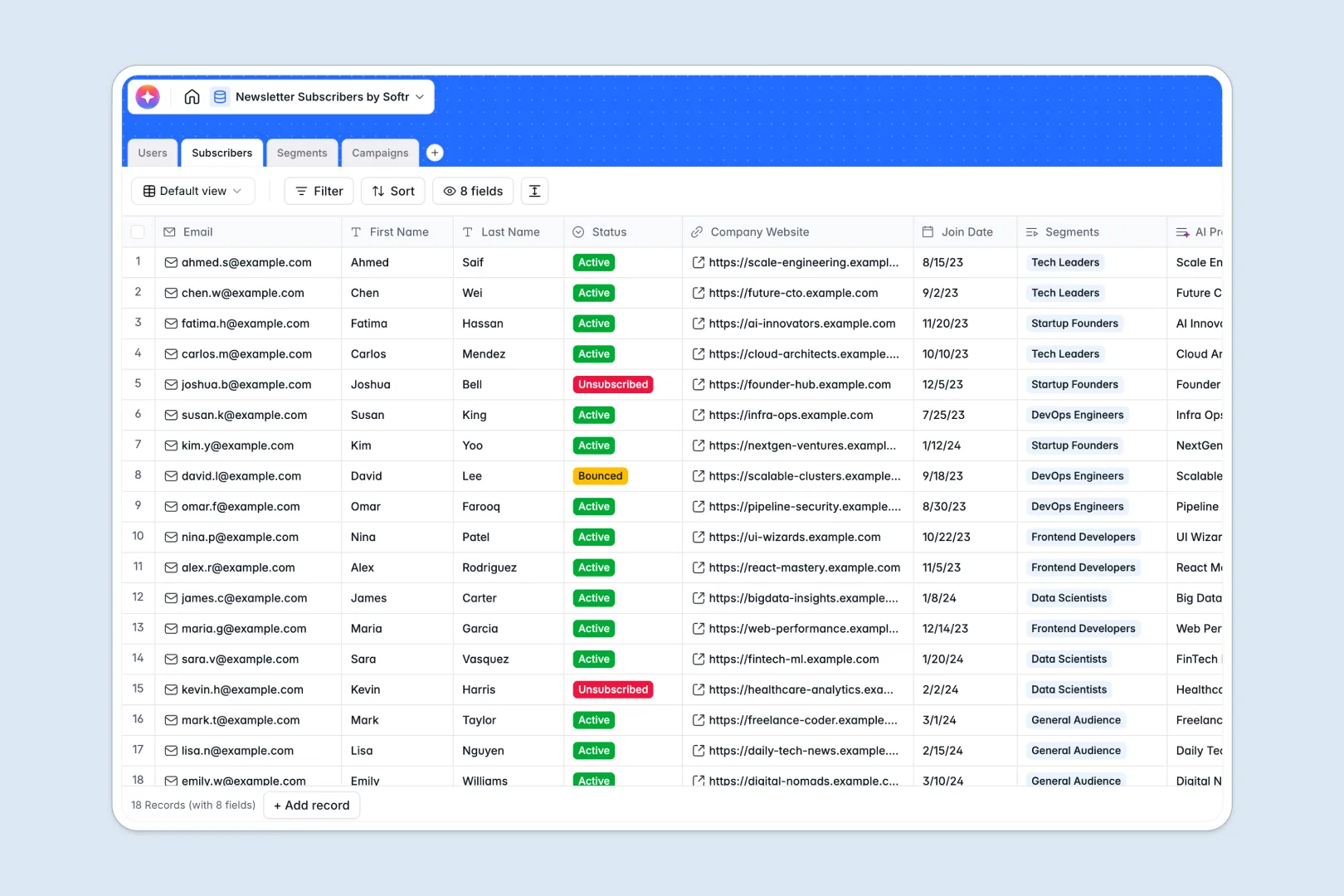 Newsletter Subscribers Database Template Thumbnail