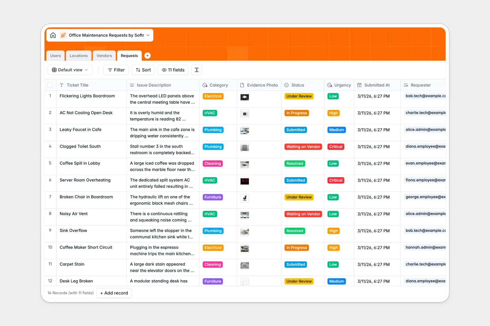 Office Maintenance Requests Database Template Thumbnail