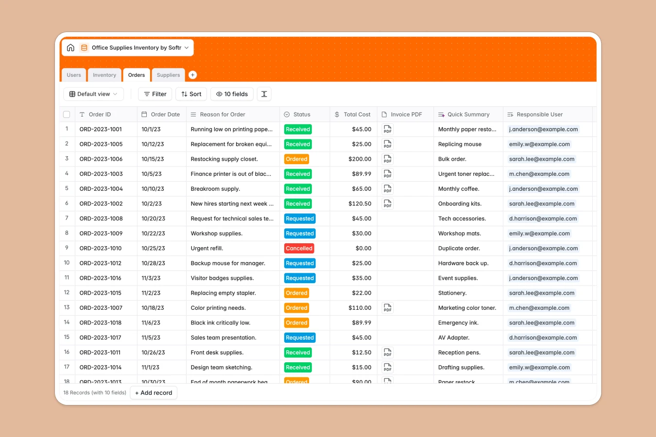 Office Supplies Inventory Spreadsheet Template Thumbnail