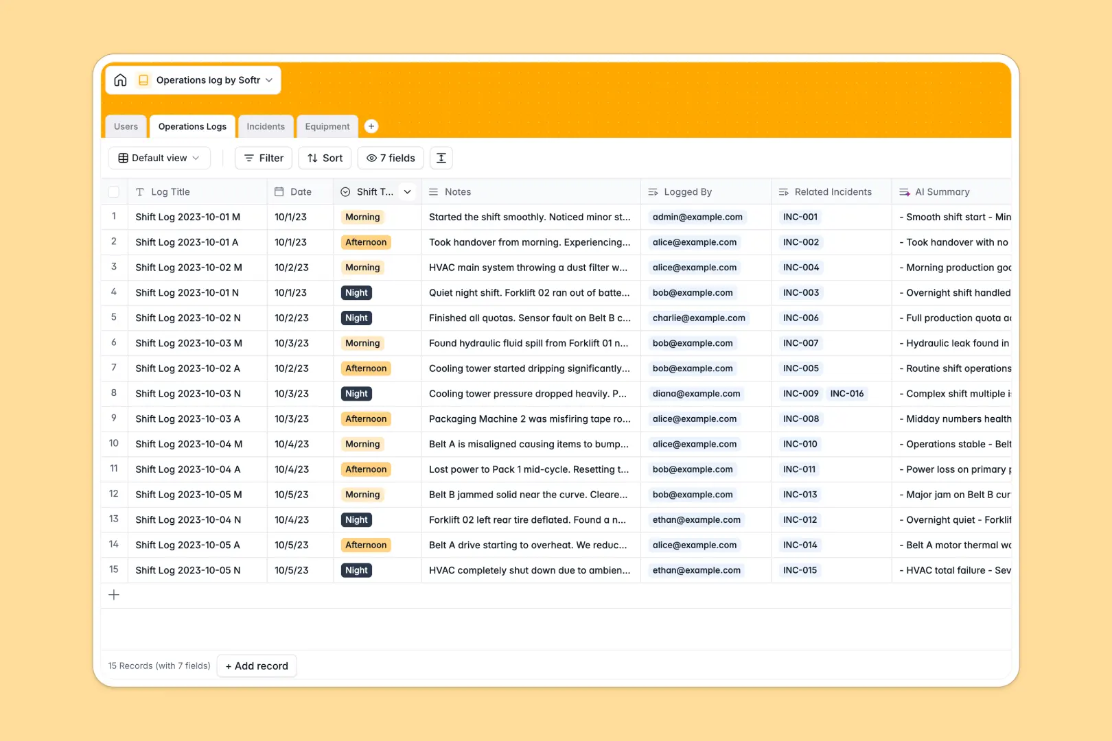 Operations Log Database Template Thumbnail