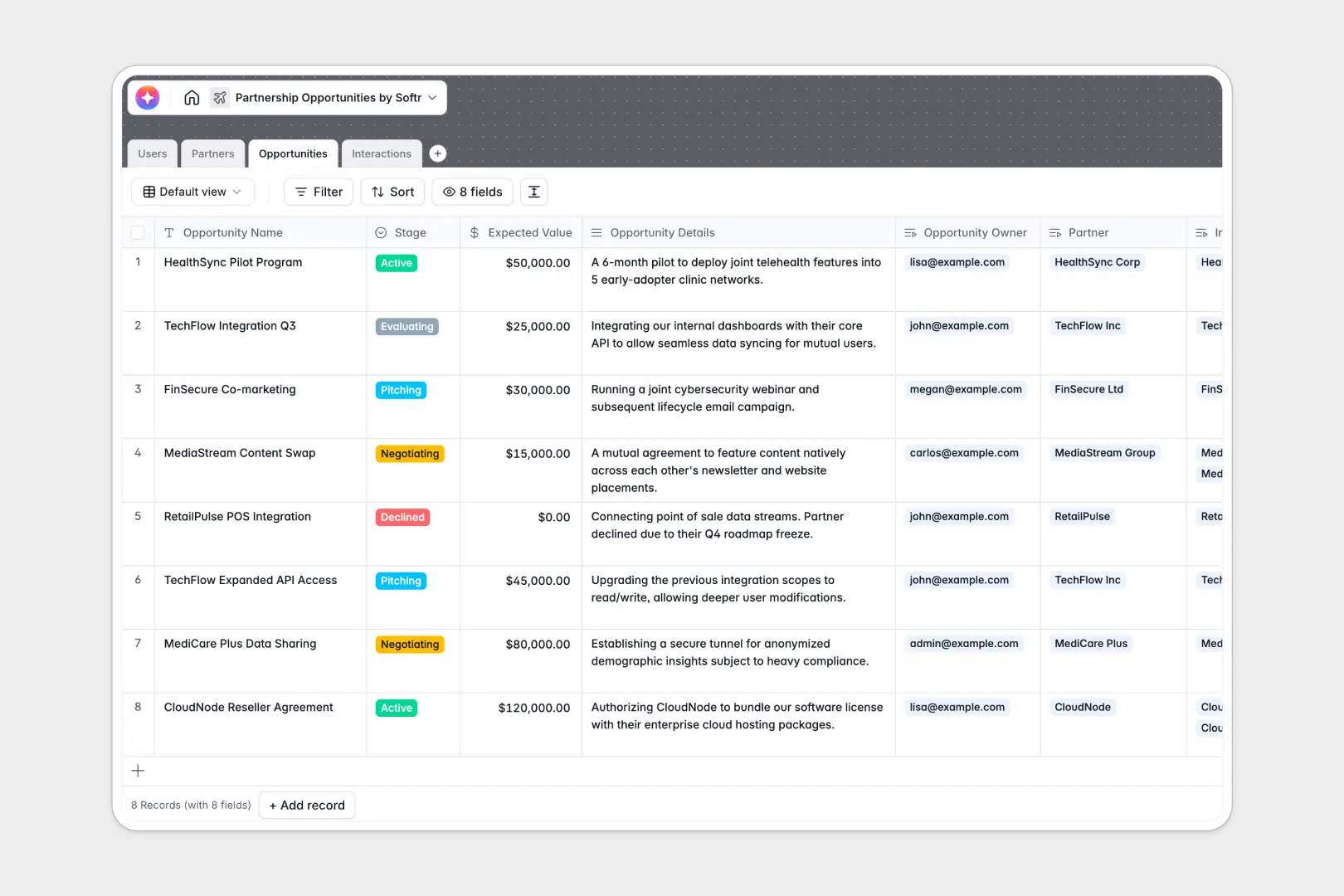 Partnership Opportunities Database Template Thumbnail