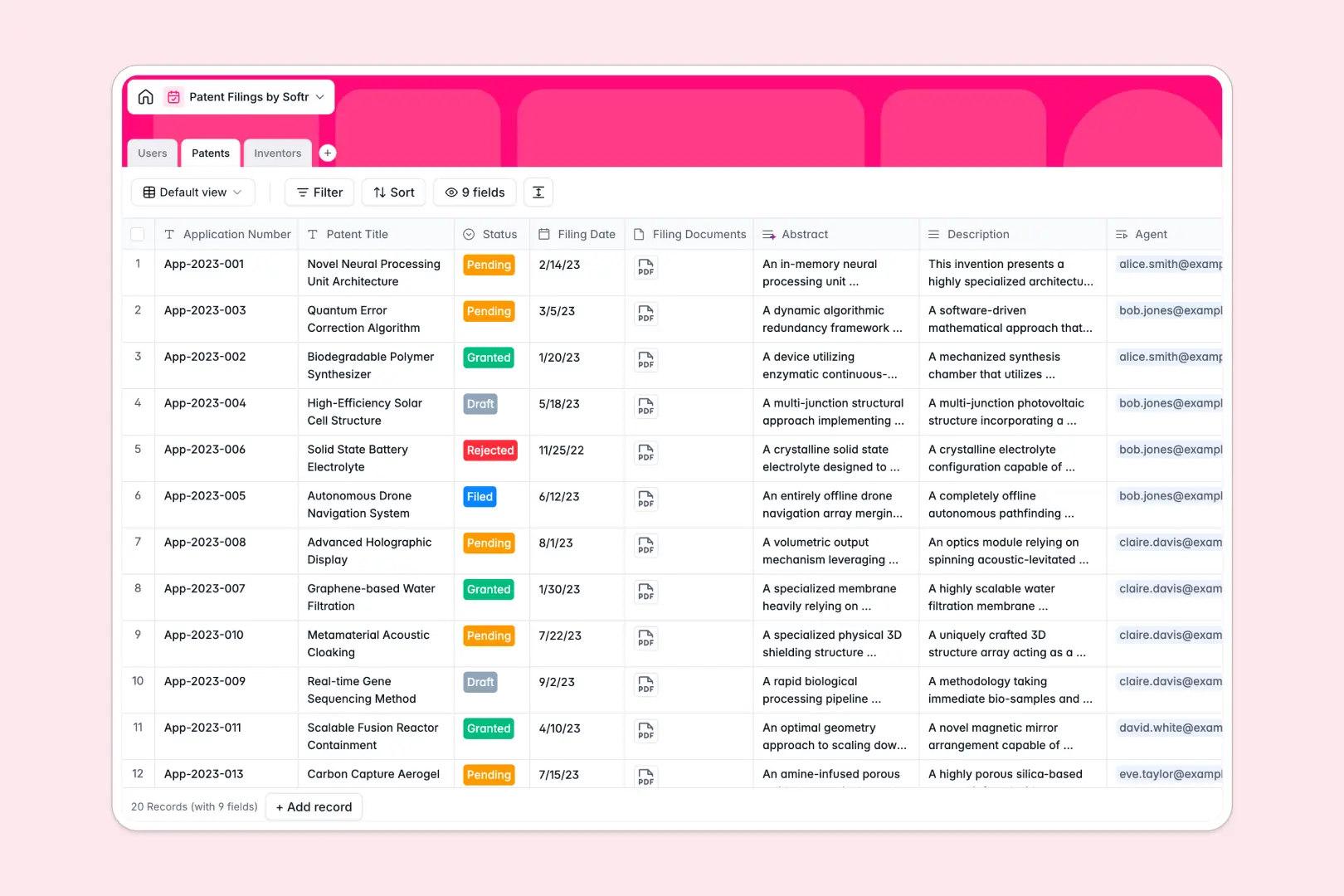 Patent Filings Database Template Thumbnail