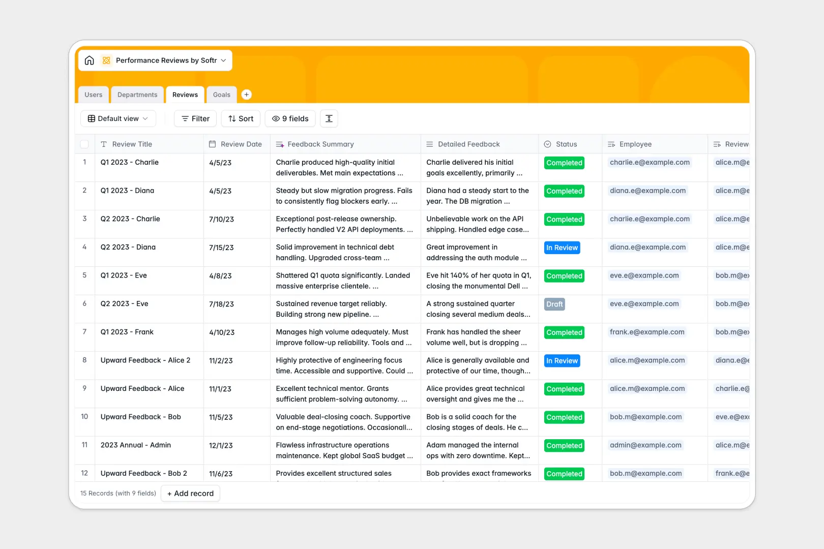 Performance Reviews Spreadsheet Template Thumbnail