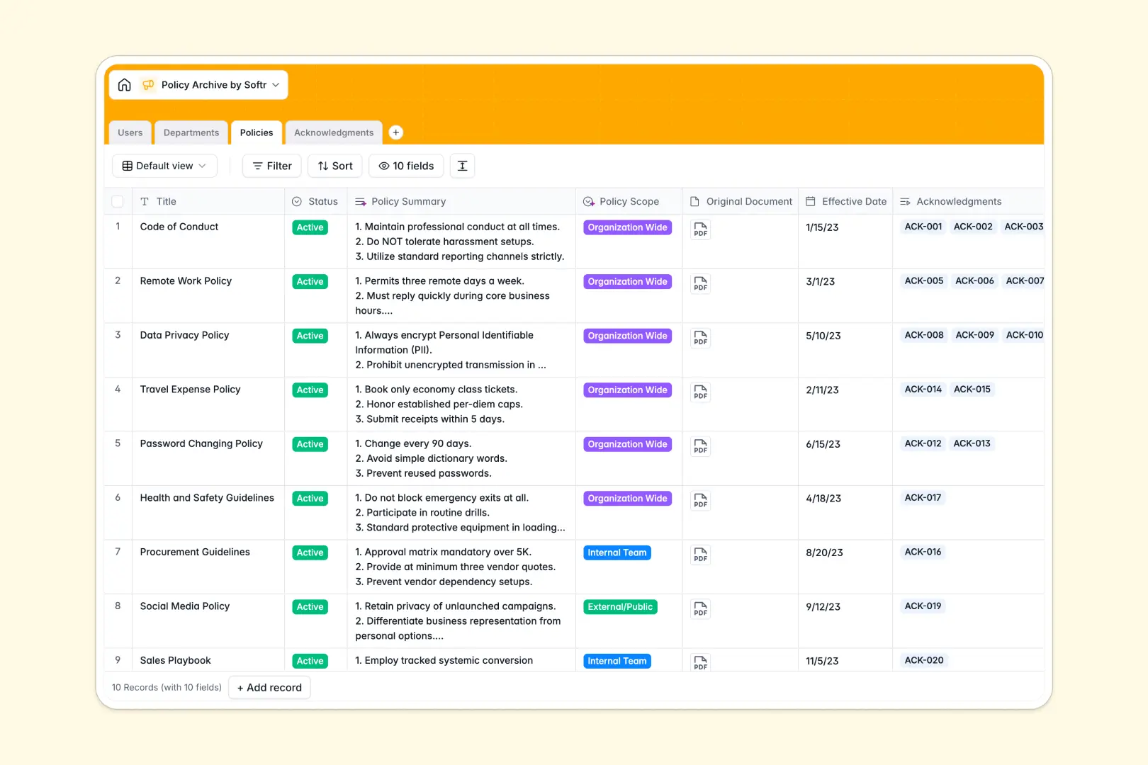 Policy Archive Database Template Thumbnail
