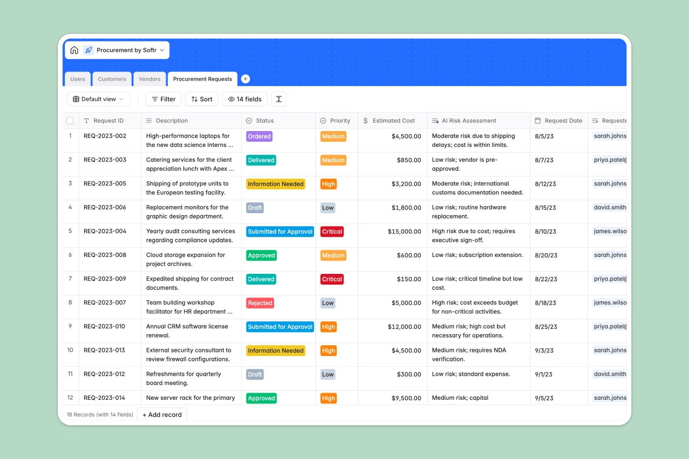 Procurement Database Template Thumbnail