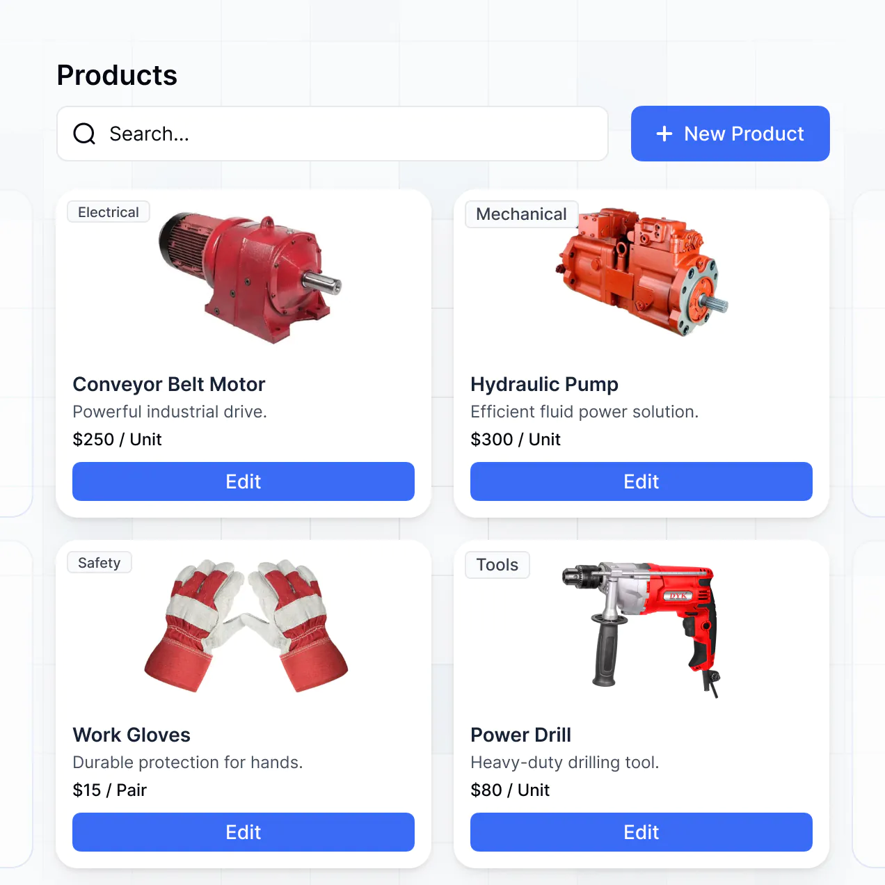 UI screenshot of product catalog updates