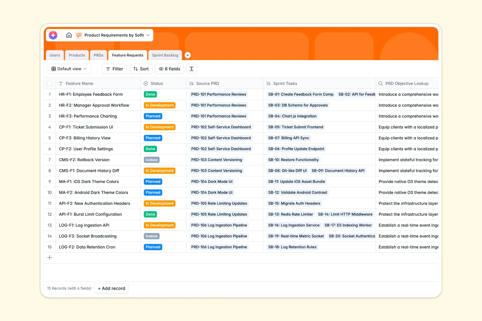 Product Requirements Database Template Thumbnail