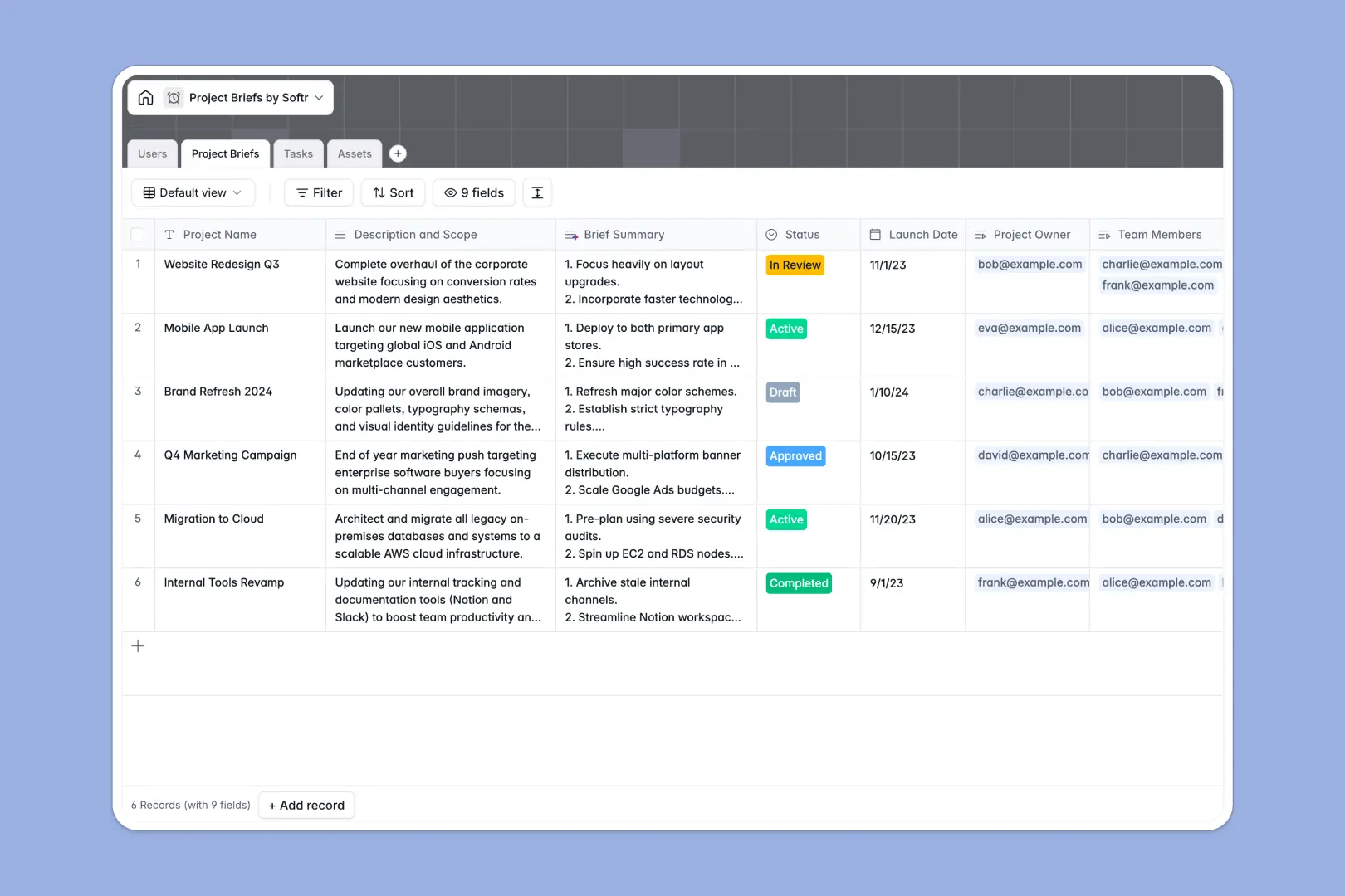 Project Briefs Database Template Thumbnail