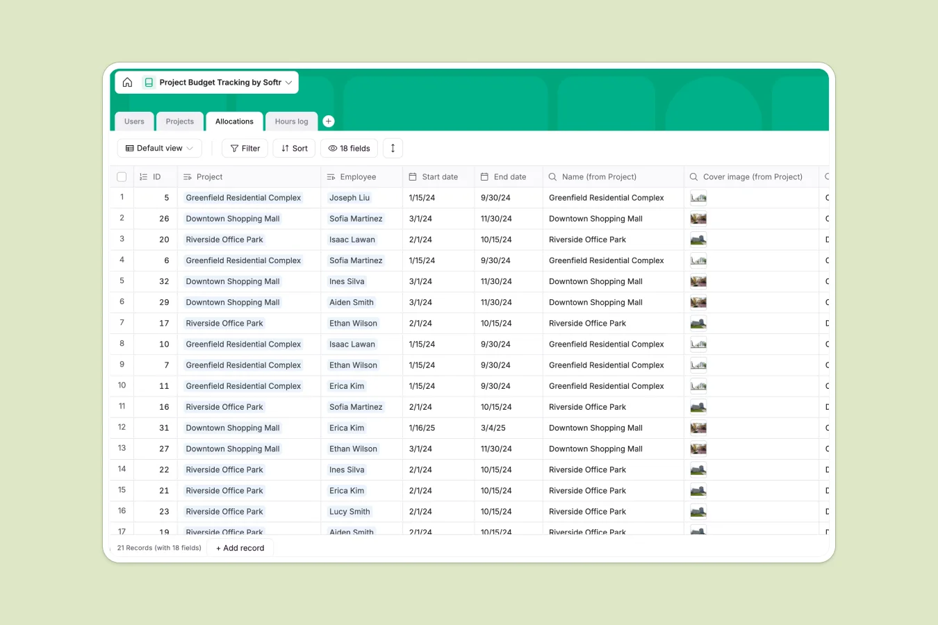 Project Budget Tracking Database Template Thumbnail