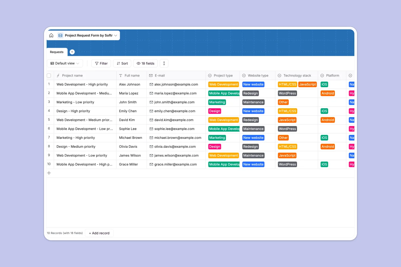 Project Request Database Template Thumbnail