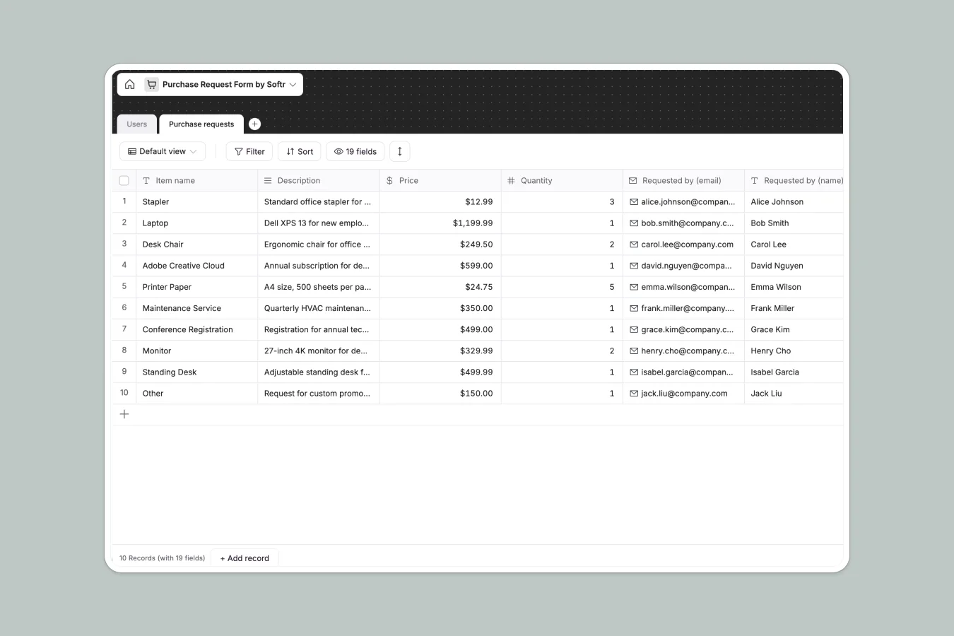 Purchase Request Database Template Thumbnail