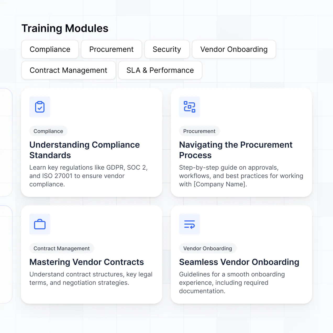 UI screenshot of employee training tracking