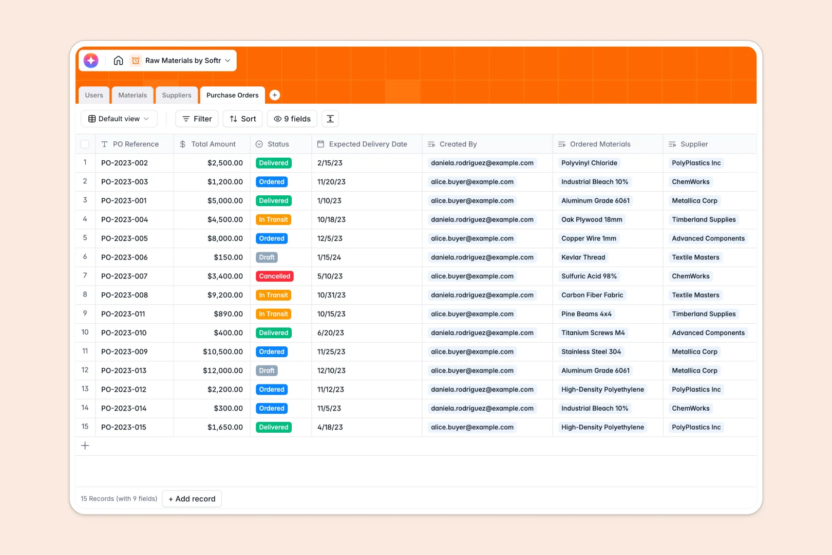 Raw Materials Database Template Thumbnail
