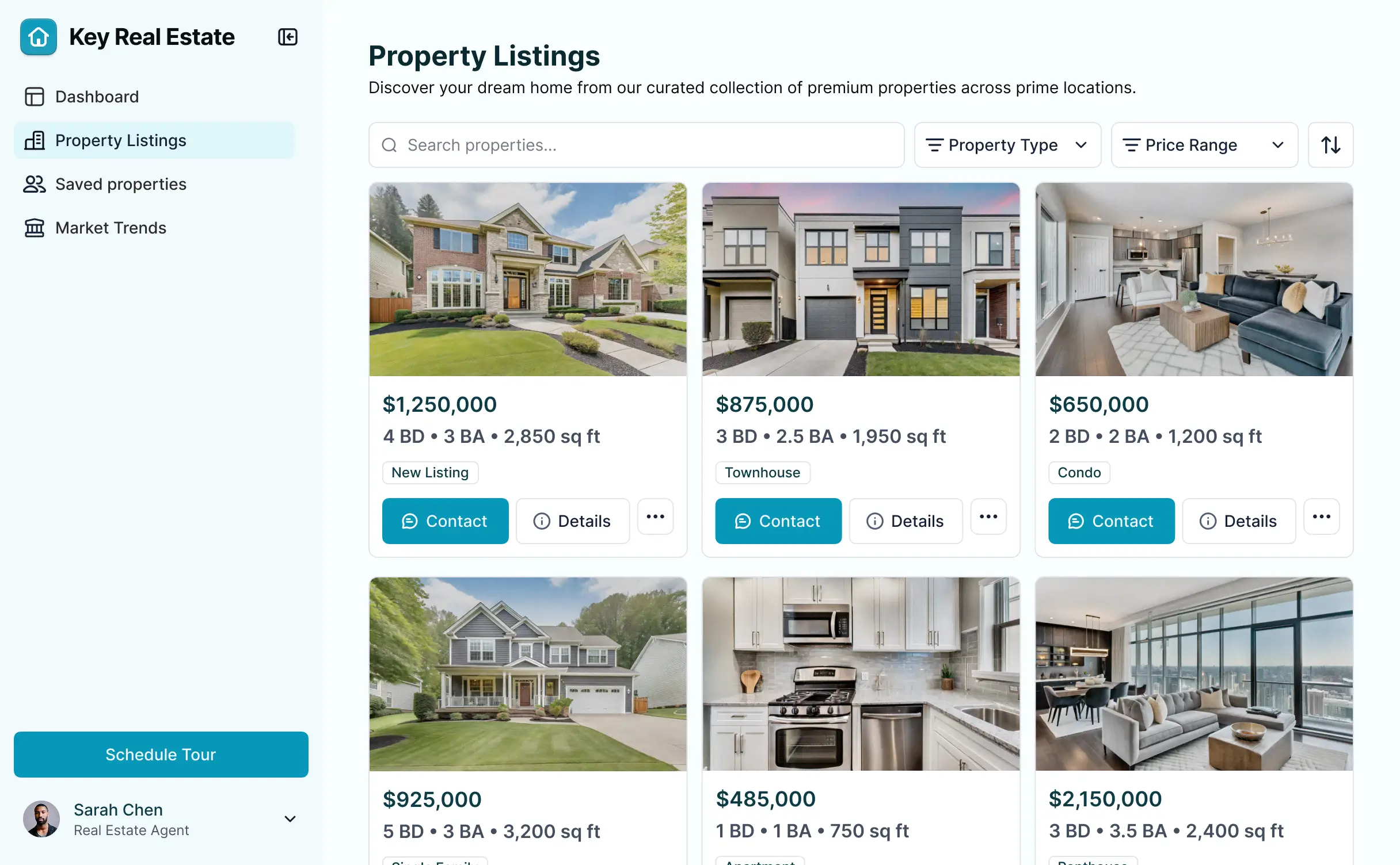 Screenshot of a CRM user interface designed for real estate wholesalers, displaying property listings, lead details, contact information, and workflow management tools.