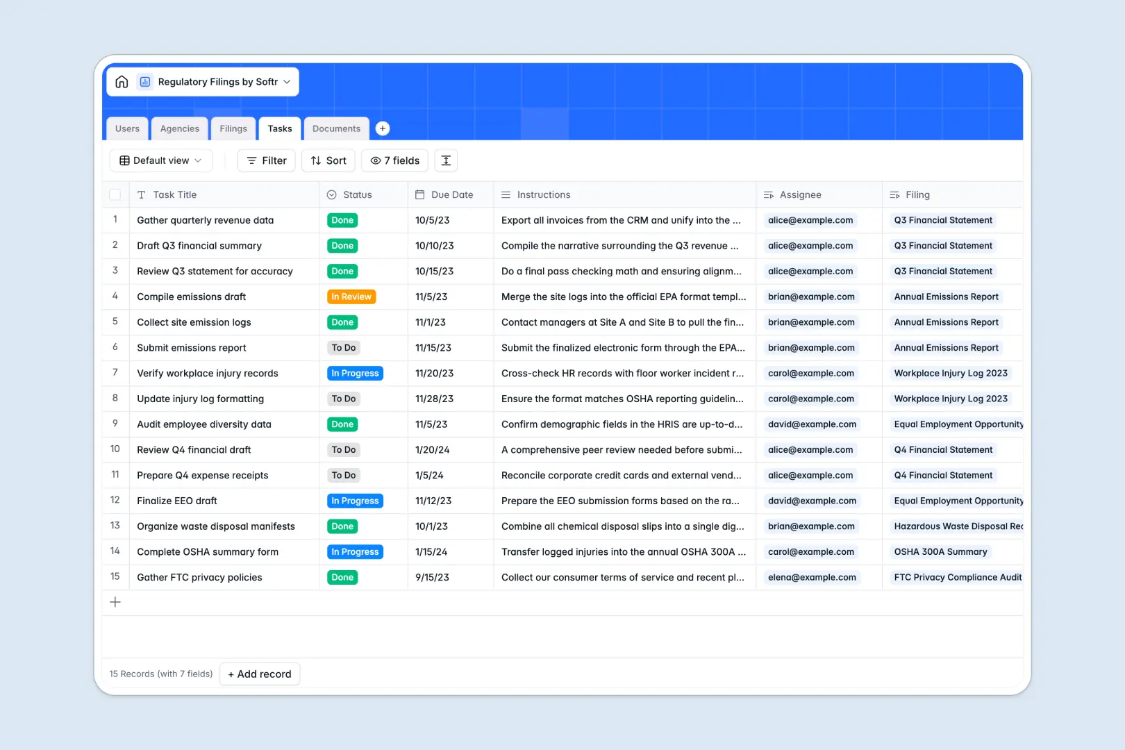 Regulatory Filings Database Template Thumbnail