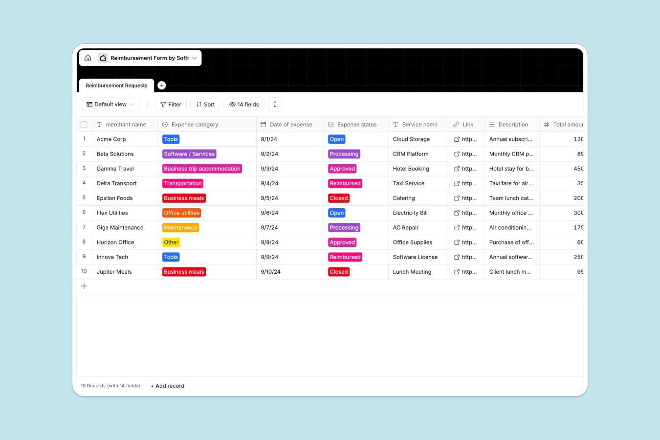 Reimbursement Database Template Thumbnail