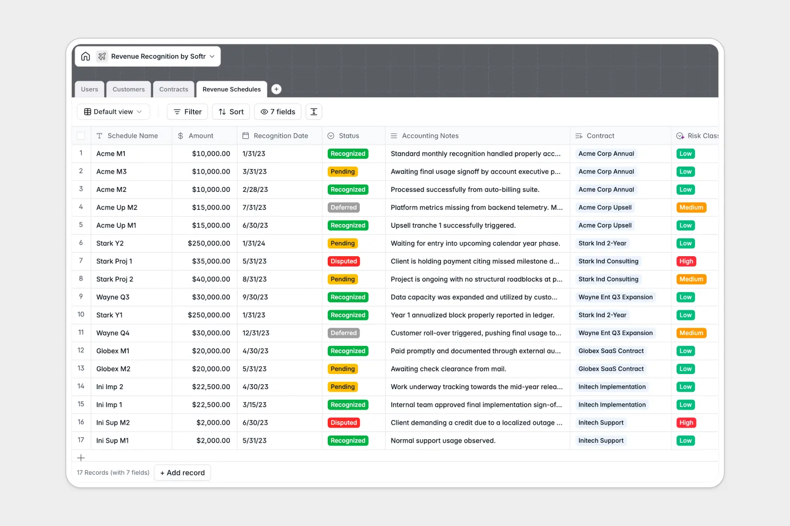 Revenue Recognition Database Template Thumbnail