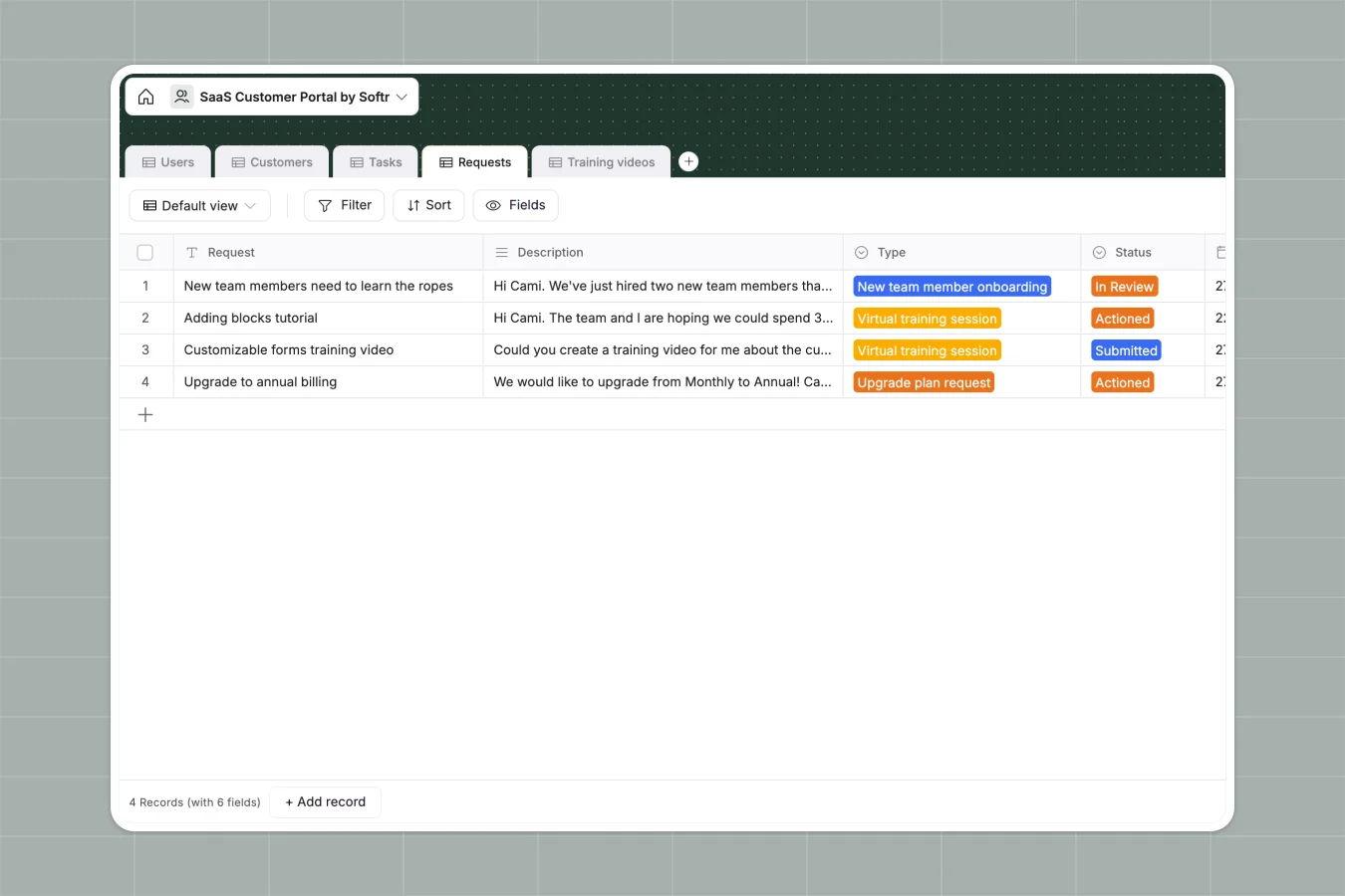 Saas Customer Portal Database Template Thumbnail