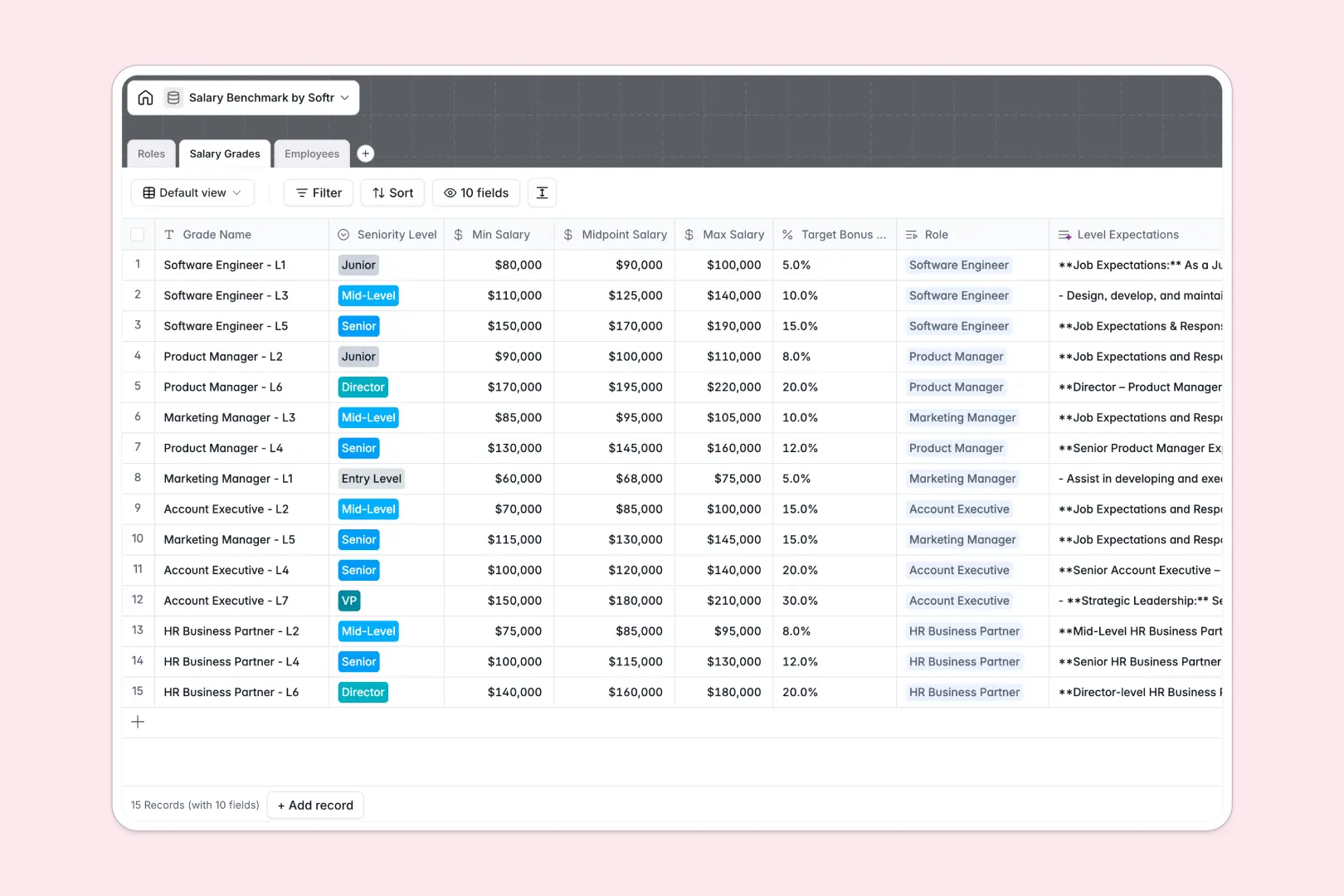 Salary Benchmark Database Template Thumbnail