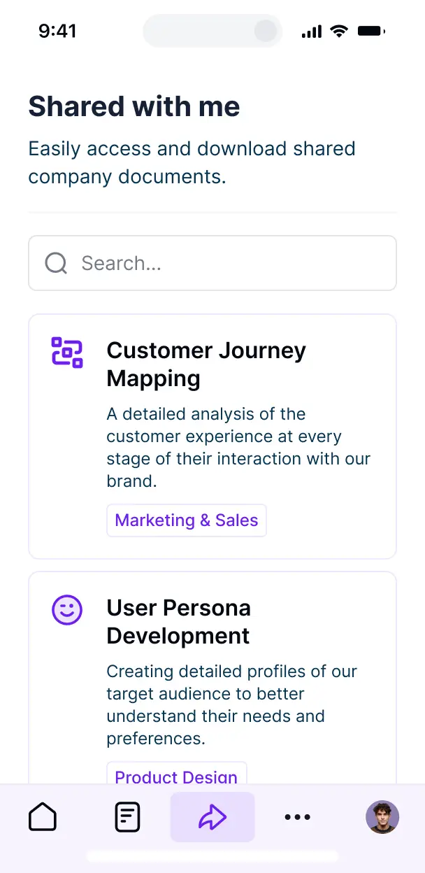 ai document management system mobile ui