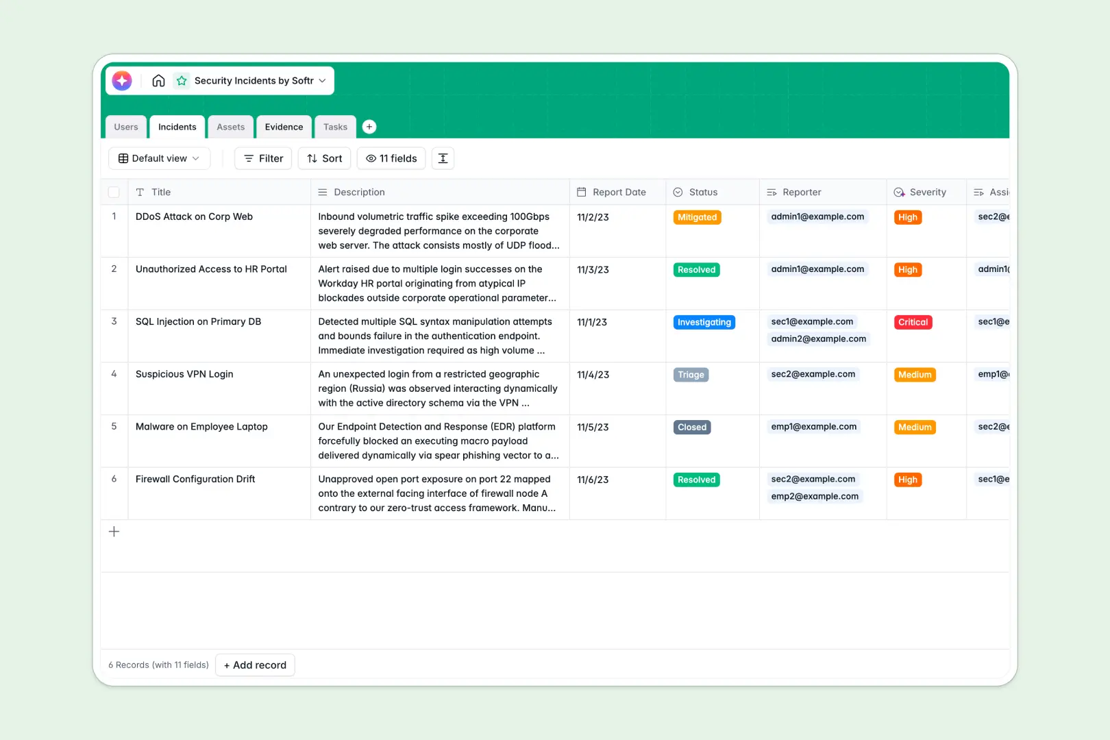 Security Incidents Database Template Thumbnail