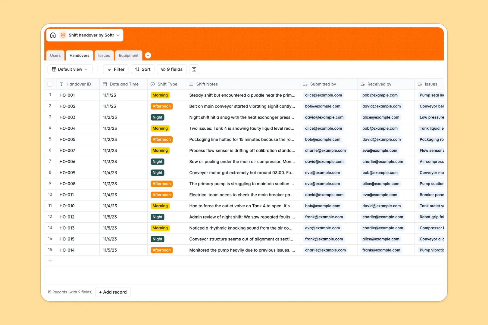 Shift Handover Database Template Thumbnail