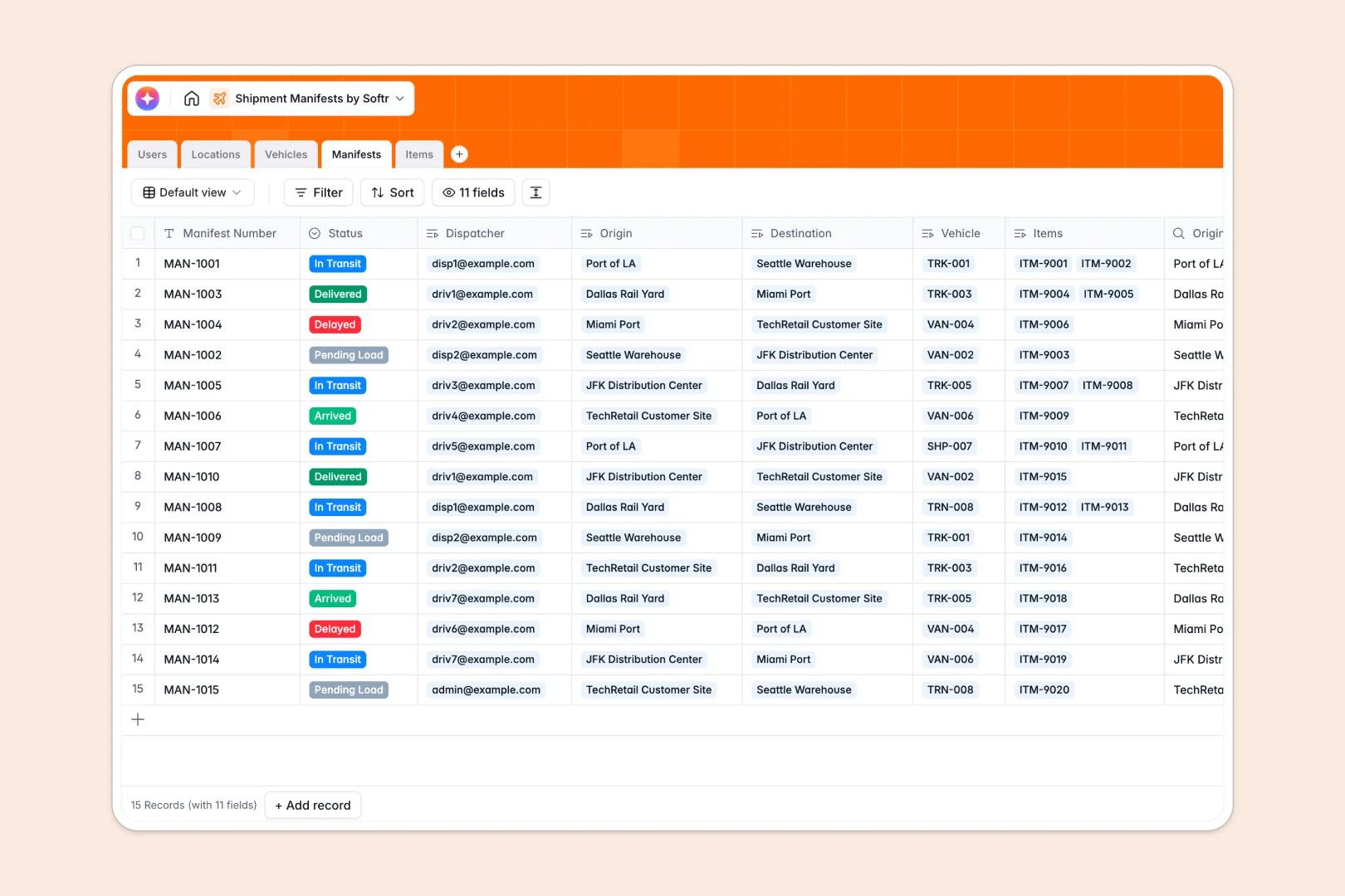 Shipment Manifests Database Template Thumbnail