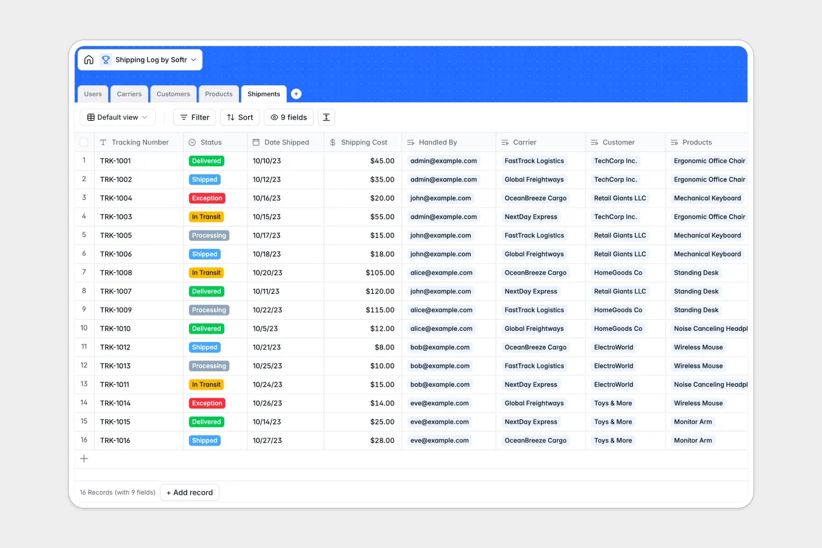 Shipping Log Database Template Thumbnail
